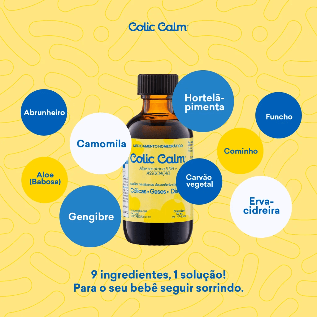 Conheça os 9 ingredientes de Colic Calm que ajudam seu bebê a sorrir sem dor 
